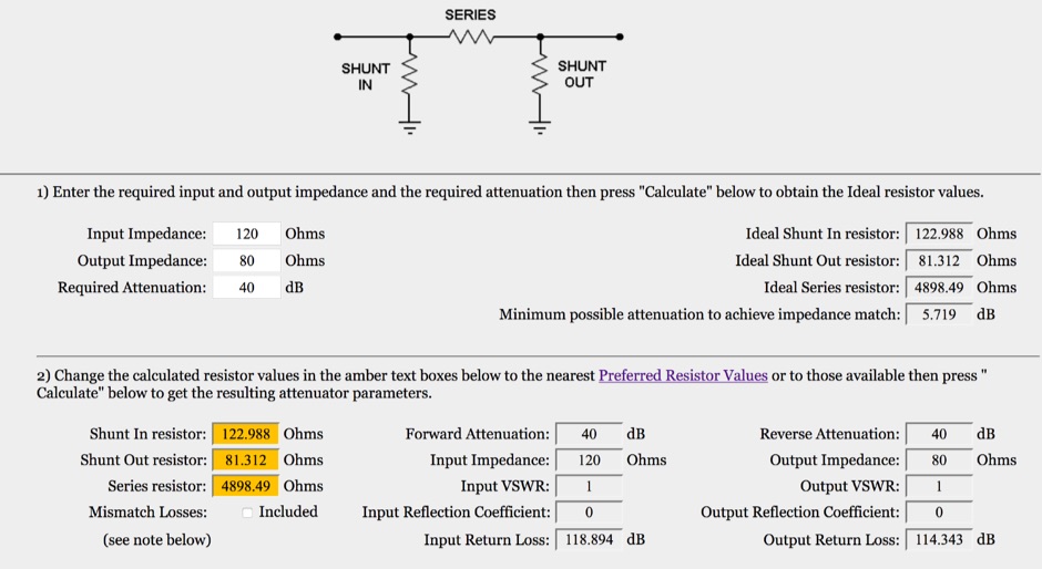 RF Attenuator Calculator resource detail
