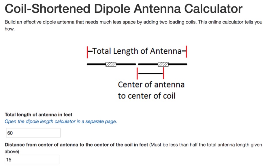 CoilShortened Dipole Antenna Calculator resource detail