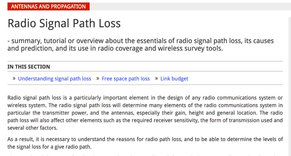 Radio Signal Path Loss resource detail