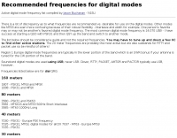 Recommended frequencies for digital modes
