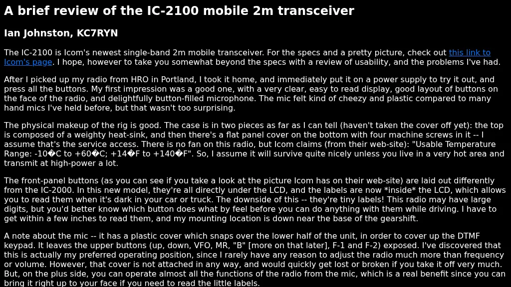 Radio Equipment/VHF-UHF Mobile/ICOM IC-2100H