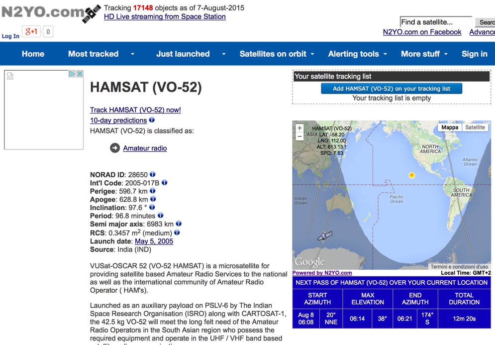 Operating Modes/Satellites/Real Time Tracking