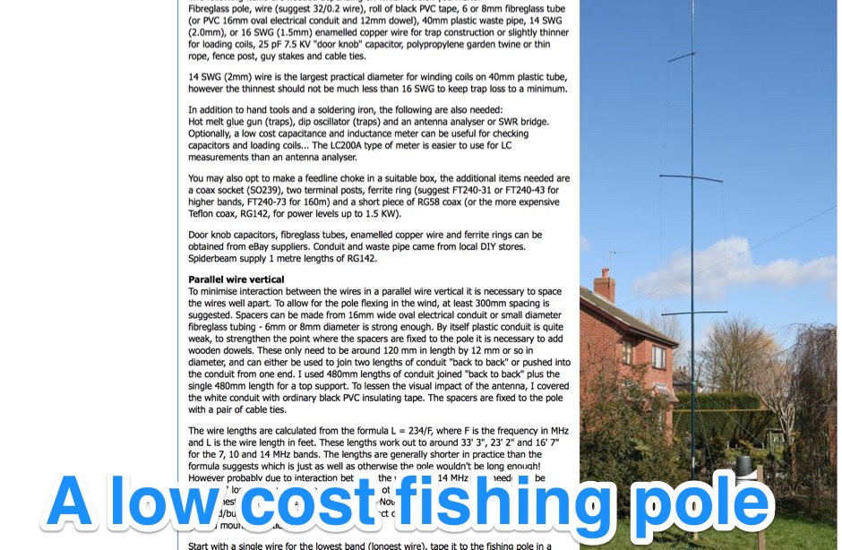 A low cost fishing pole vertical antenna