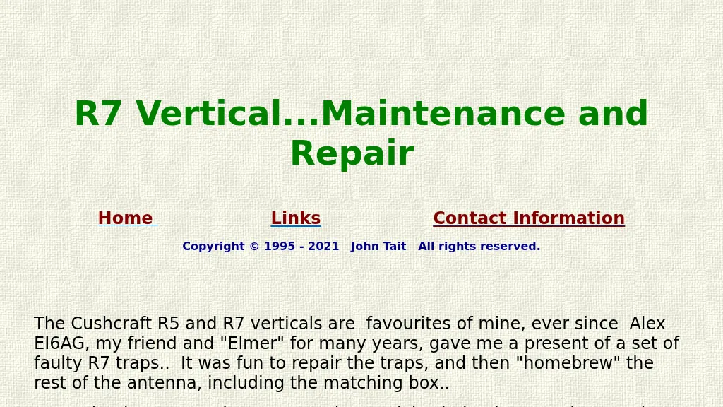 R7 Vertical Maintenance and Repair