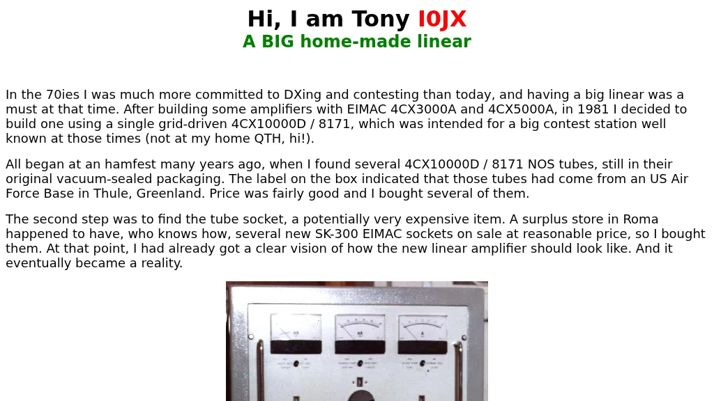 11 KW  Linear amplifier by I0JX