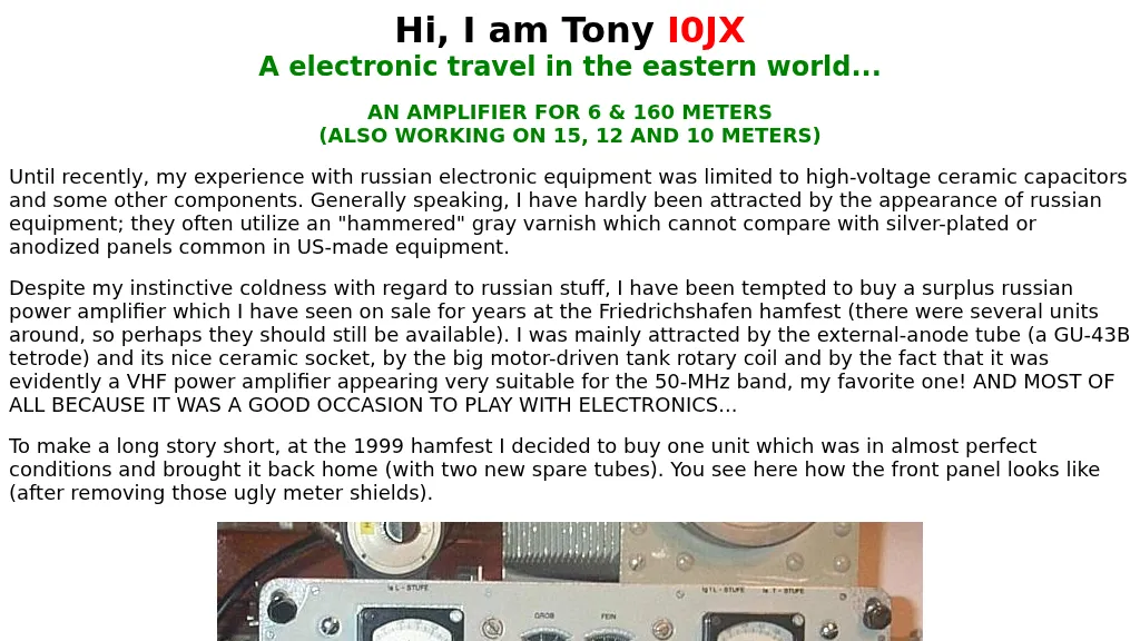 Russian amplifier for 160 and 6 meters