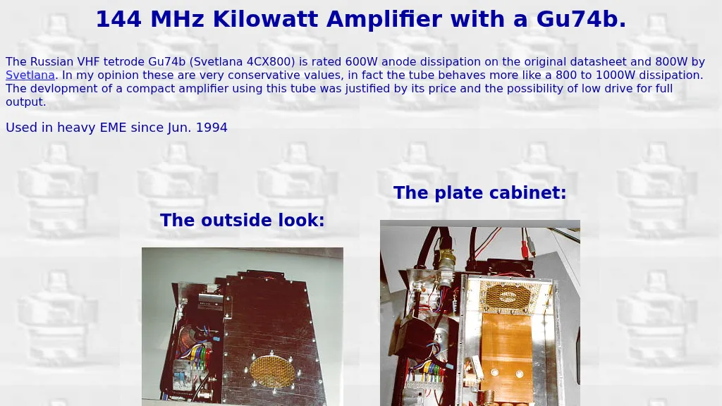 144 MHz 1.2 Kilowatt Amplifier