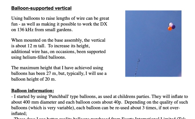 Balloon-supported verticals