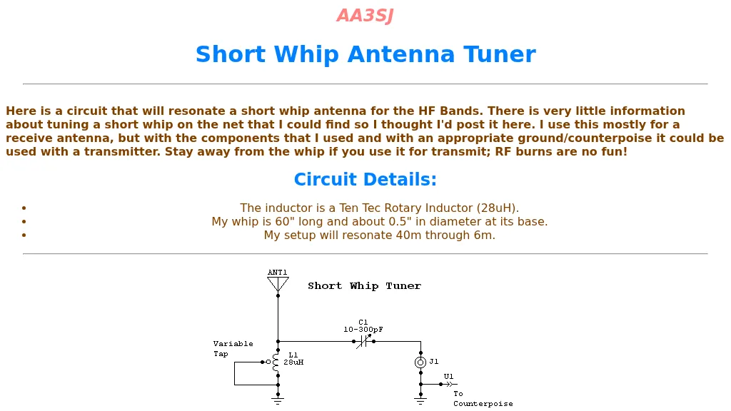 Short Whip Antenna Tuner