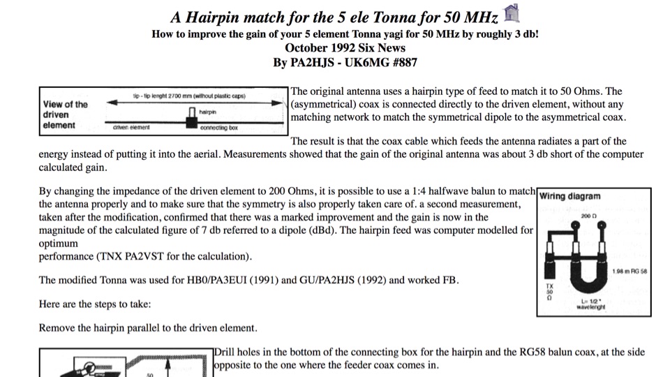 A Hairpin match for 5 el. Tonna