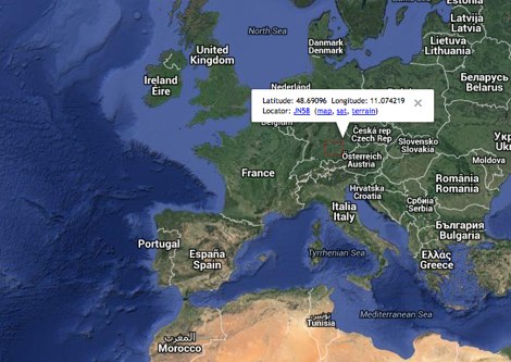QTH locator or Map square with Google Maps