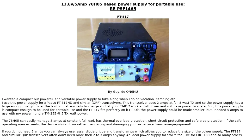 5 Amp power supply for portable usage