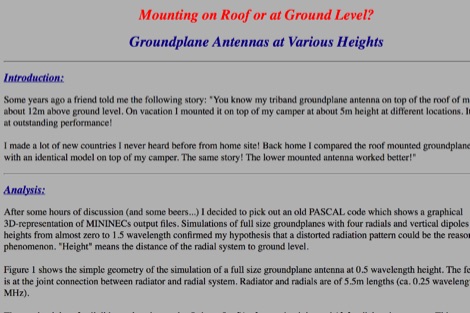 Groundplane Antennas at Various Heights