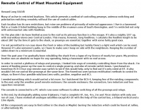 Remote Control of Mast Mounted Equipment