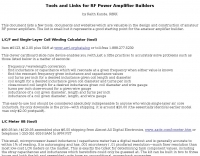 Tools and Links for RF Power Amplifier Builders