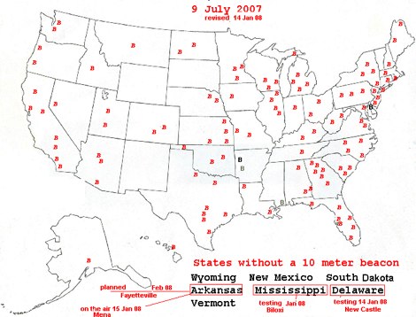 Map of US 10 m beacons