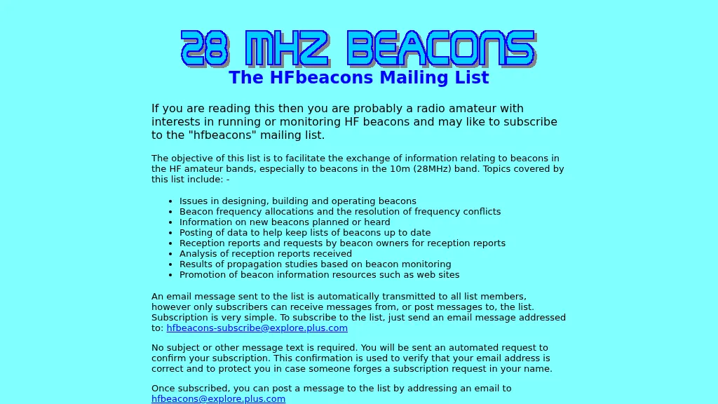 The HFbeacons Mailing List