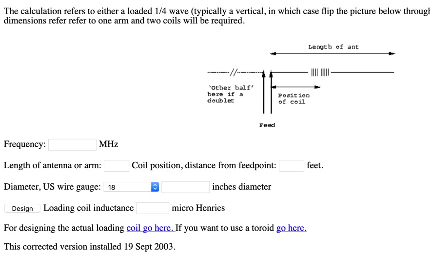 Antenna Loading Coil Calculation