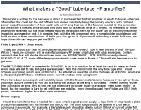 What makes a Good tube-type HF amplifier?
