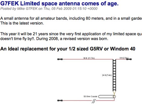 G7FEK Limited space antenna
