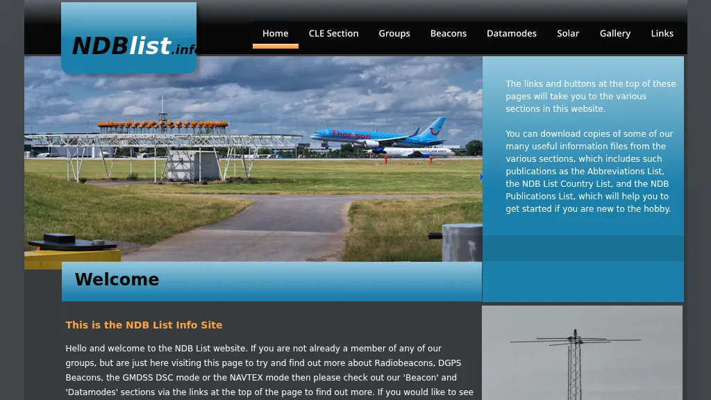 The NDB List website