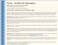CQ Six - 50 MHz DX Information