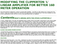 Dentron Clipperton L linear Modification for 160m