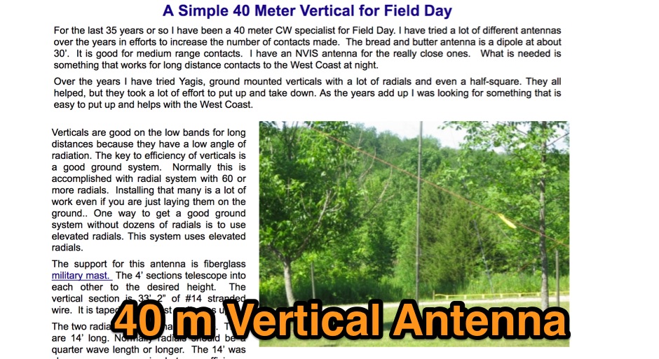 A Simple 40 Meter Vertical for Field Day