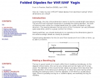 Folded Dipoles for VHF/UHF Yagis