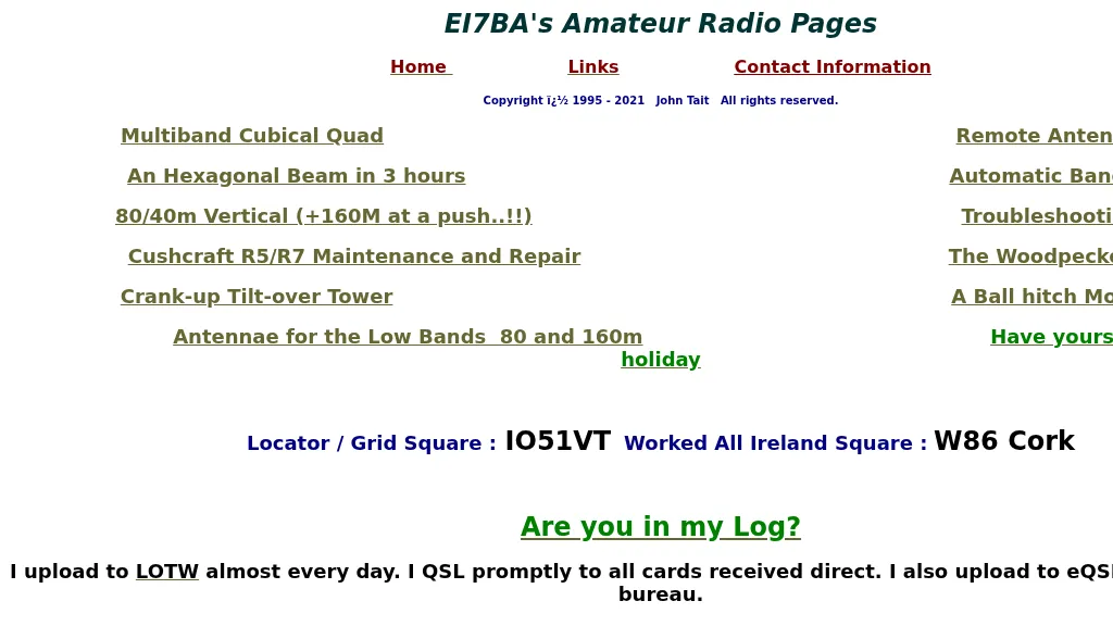 EI7BA's Amateur Radio Pages