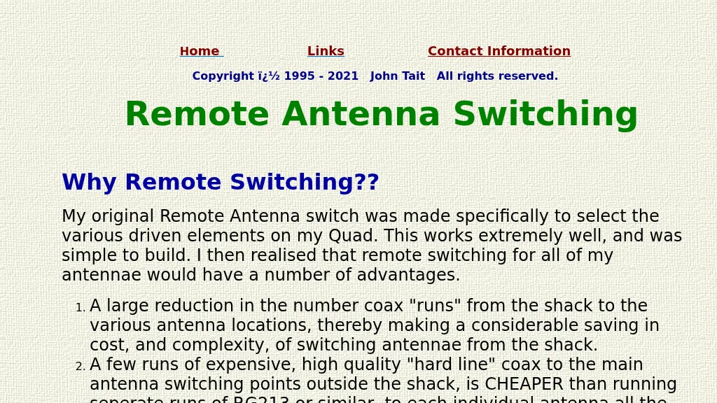 Remote antenna switch