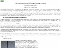 Practical experiments with Magnetic Loop