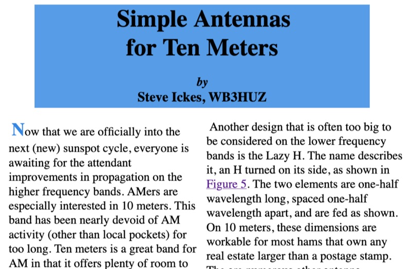 Simple Antennas for 10 Meters