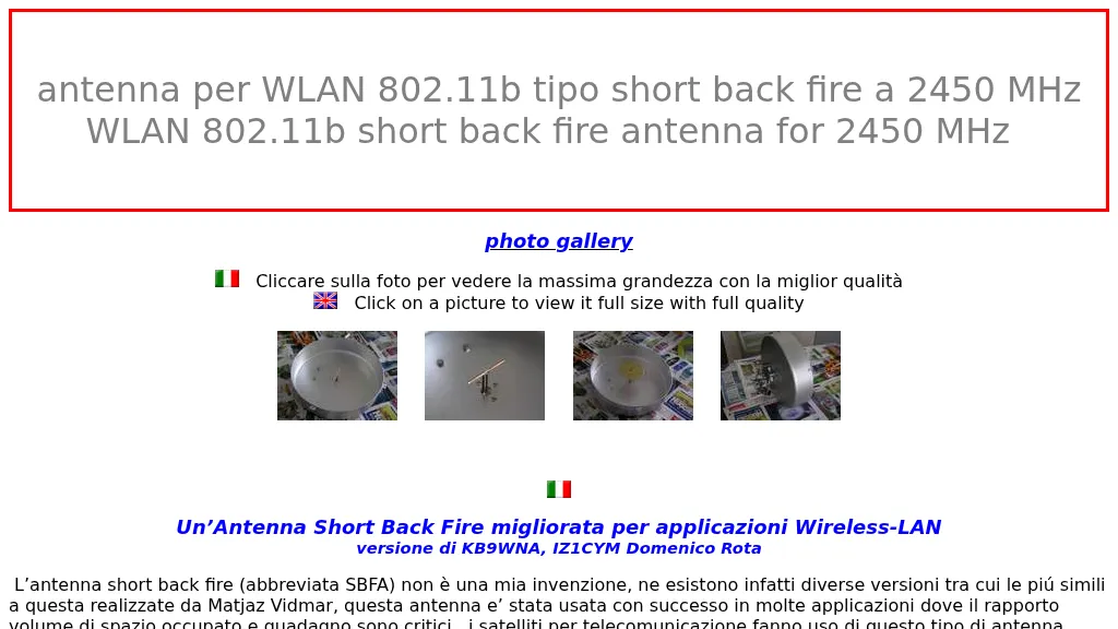 A Short Back Fire antenna