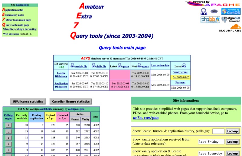 AE7Q Amateur Radio Database Query Tools