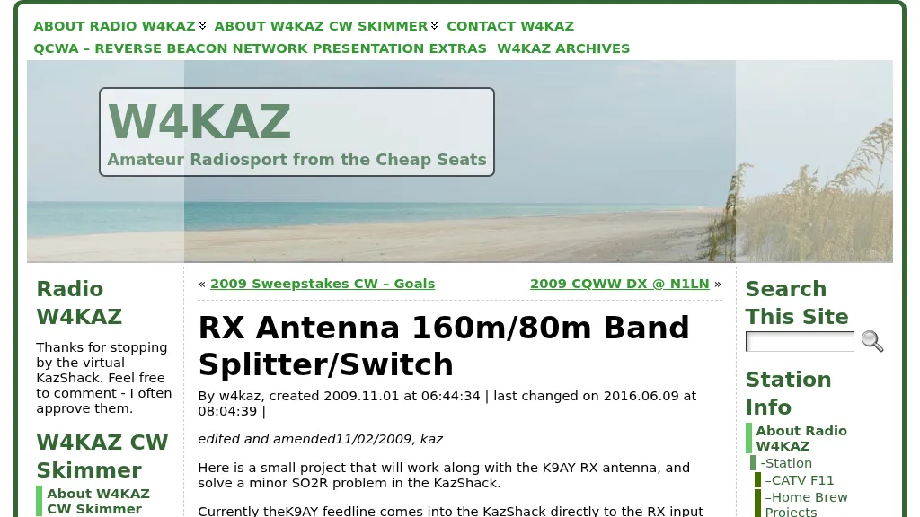 RX antenna for 160/80 meters Band Splitter