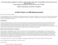 A Mini Primer on SWR Measurements Picture