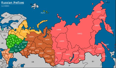 DXZone Russian Prefix map