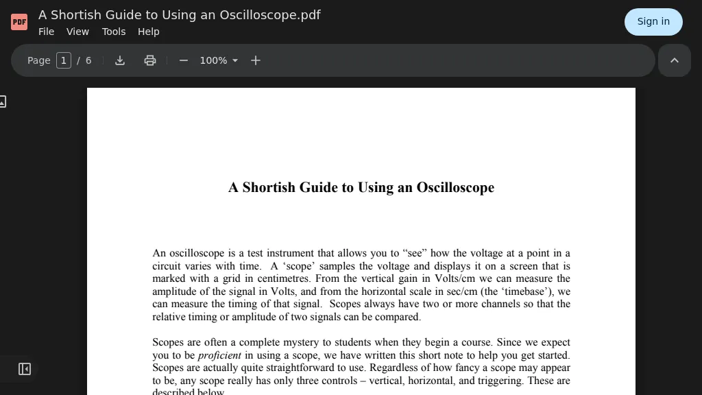 Guide to Using an Oscilloscope