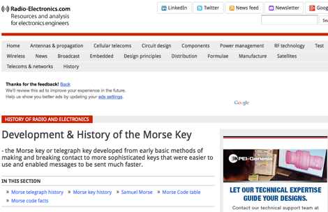 Morse Telegraph - Key and Keyer - History and Development Picture