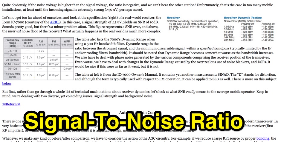 SNR Signal to Noise Ratio Picture