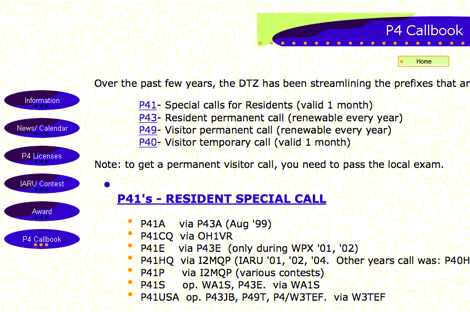 DXZone P4 Aruba Callbook