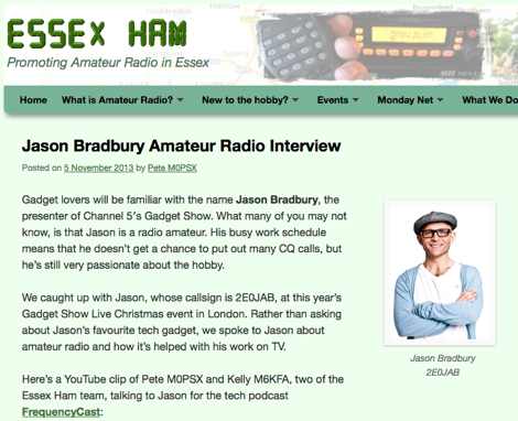 DXZone Jason Bradbury 2E0JAB - UK TV Presenter