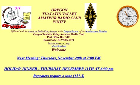 Oregon Tualatin Valley Amateur Radio Club 