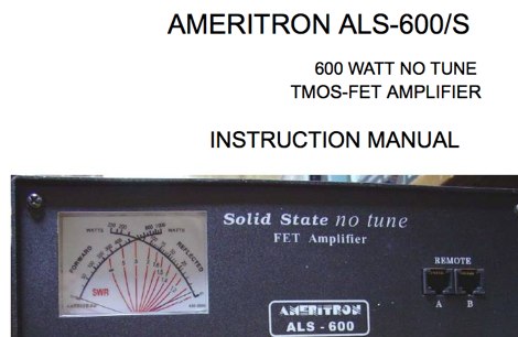 DXZone Ameritron ALS-600 Manual
