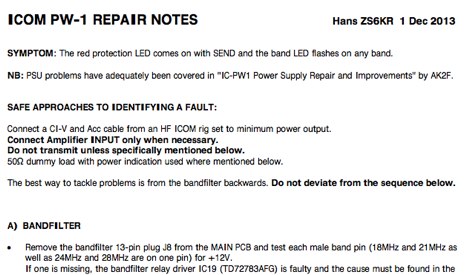 DXZone Icom PW-1 repair notes