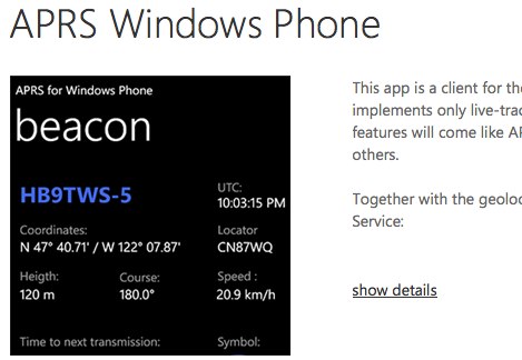 APRS Windows Phone Picture