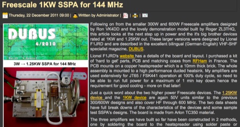 DXZone Freescale 1KW SSPA for 144 MHz