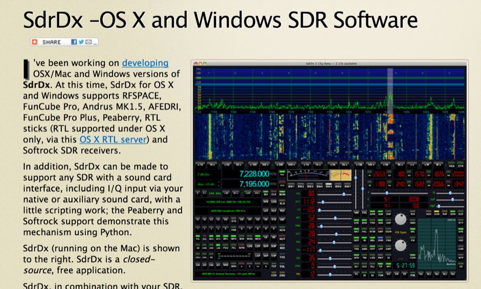 SdrDx - OSX and Windows SDR Software