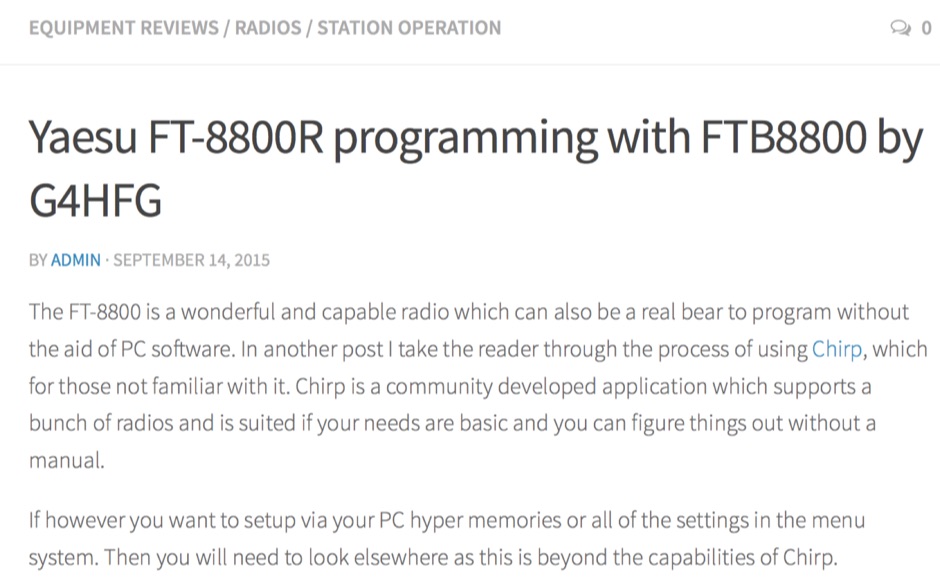 Programming Yaesu FT-8800R Picture